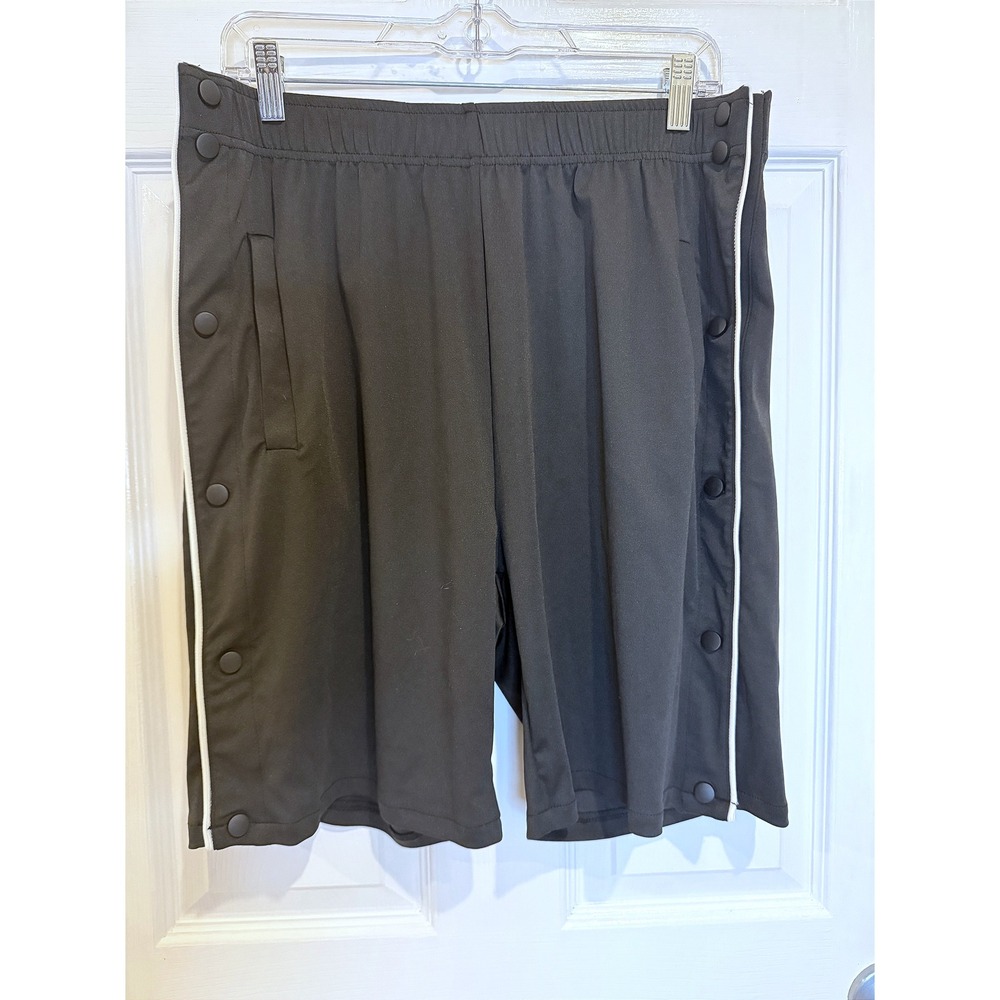 Meuponc Track Shorts Side Button Athletic‎ Gym Casual Black Shorts L